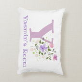 フローラデザインの名前とイニシャル。かわいらし アクセントクッション (裏面(縦))