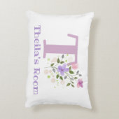 フローラデザインの名前とイニシャル。かわいらし アクセントクッション (裏面(縦))