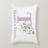 フローラデザインの名前とイニシャル。かわいらし アクセントクッション (正面(垂直))