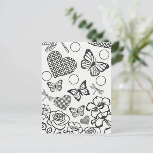 フローラデザインはがきの色を自分で設定する ポストカード (スタンド正面)