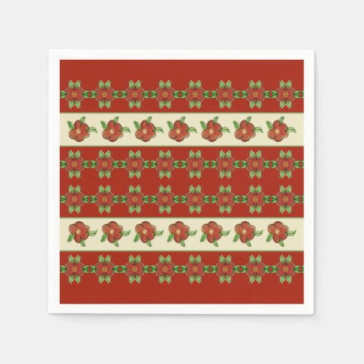 フローラデザインインラスティオレンジ紙 スタンダードカクテルナプキン (正面)