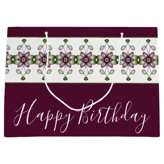 フローラデザインイン深いブルゴーニュ ラージペーパーバッグ (正面)