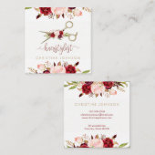 フローラデザインエレガントヘアスタイリストスクリプト スクエア名刺 (正面/裏面)