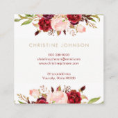 フローラデザインエレガントヘアスタイリストスクリプト スクエア名刺 (裏面)