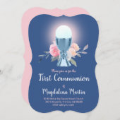 フローラデザインブルーチャリスファースト聖餐式 招待状 (正面/裏面)