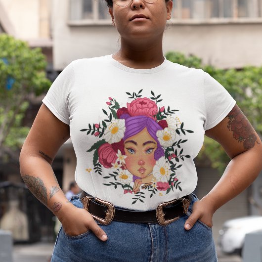 フローラデザインヘアドレのラベンダーのヘアカラー プラスサイズTシャツ