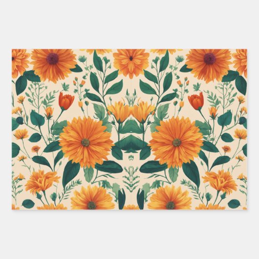 フローラデザイン包装紙 ラッピングペーパーシート (正面)