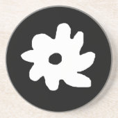 フローラデザイン白黒花 コースター (正面)
