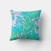 フローラデザイン青い緑の白い花きれい クッション (裏面)