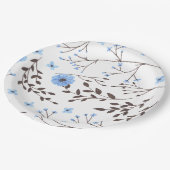 フローラデザイン（青と茶色） ペーパープレート (アングル)