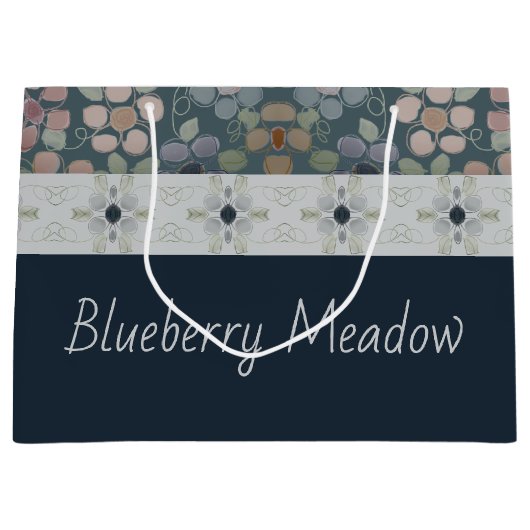 フローラデザイン（青） ラージペーパーバッグ (正面)