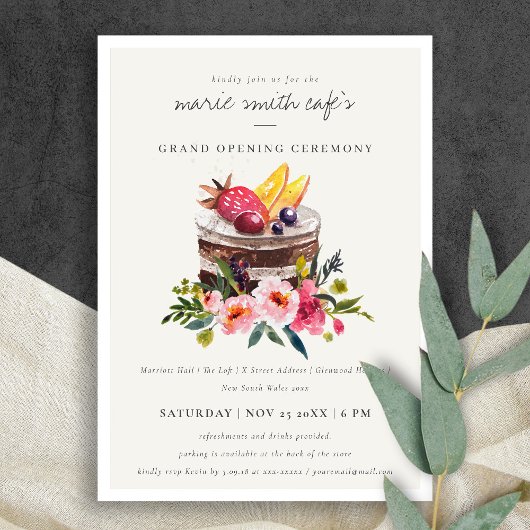 フローラデザートペストリーストアグランドオープニング招待状 サンキューカード