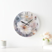 フローラデジタル水彩フラワーパープルオレンジ1 ラージ壁時計 (ホーム)