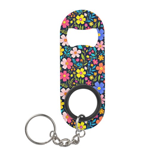 フローラデジ絵を描タルの花パターン–38875 キーホルダー栓抜き (正面)