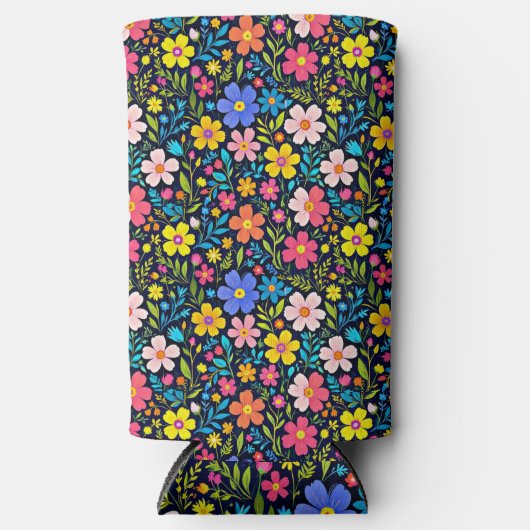フローラデジ絵を描タルの花パターン–38875 スリム缶クーラー (正面)