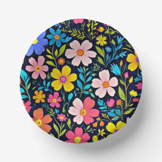 フローラデジ絵を描タルの花パターン–38875 ペーパーボウル (正面)