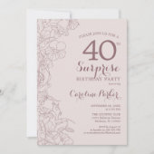 フローラデュスキーピンクサプライズ40th誕生日パーティー 招待状 (正面)