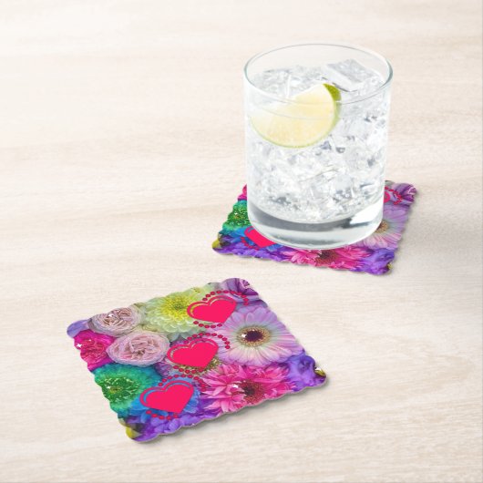 フローラデライトスキャロップスクエア紙コースター ペーパーコースター (インサイチュ)