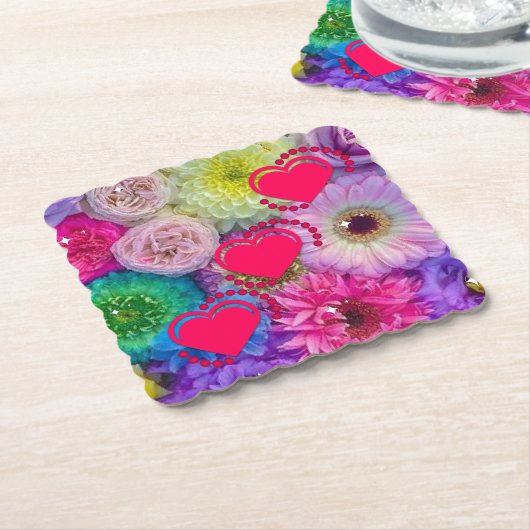 フローラデライトスキャロップスクエア紙コースター ペーパーコースター (アングル)