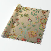 フローラデリケートオリエンタルガーデン金ゴールドクラフトカリ ラッピングペーパー (アンロールド)