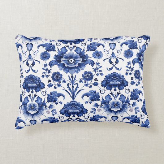 フローラデルフトブルー アクセントクッション (正面)
