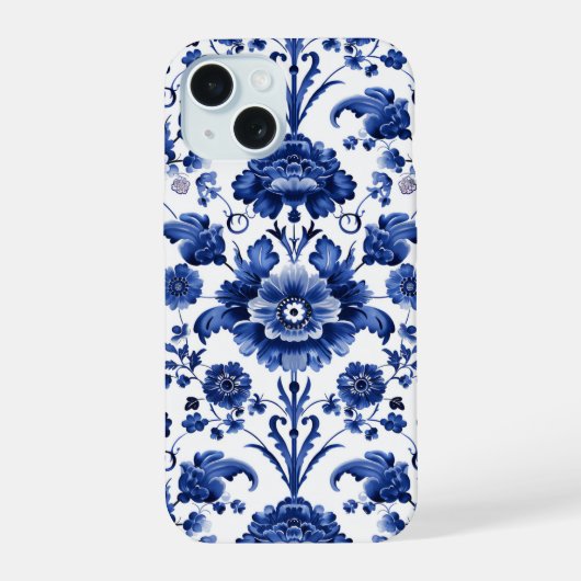 フローラデルフトブルー iPhone 15ケース (裏面)