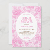 フローラトイルピンクフランスのビクトリアンブライダルシャワー 招待状 (正面)