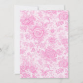 フローラトイルピンクフランスのビクトリアンブライダルシャワー 招待状 (裏面)