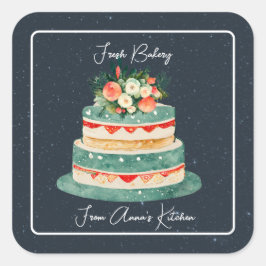 フローラトップベーカリーシール付きティアド・ケーキ スクエアシール