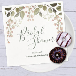 フローラトップ縁どブライダルシャワーグリーンテンプレート スタンダードカクテルナプキン