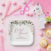 フローラトップ縁どブライダルシャワーテンプレート ペーパープレート (パーティー)