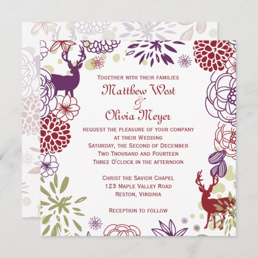 フローラトナイダーウィンターウエディング招待状 招待状 (正面/裏面)