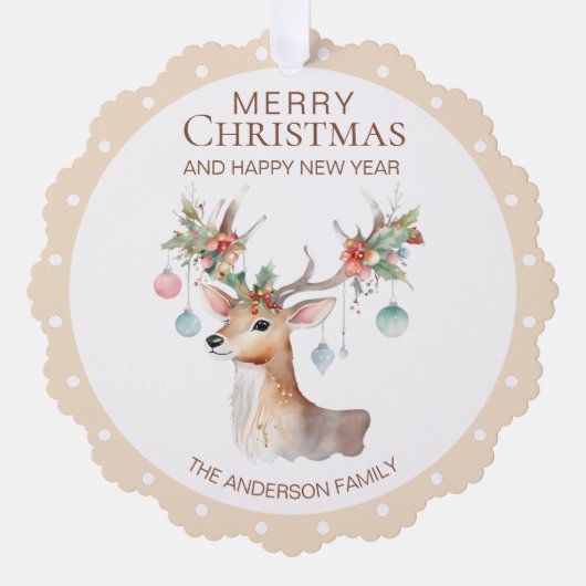 フローラトナベージュクリスマスオーナメントカード オーナメントカード (正面)