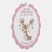 フローラトナリーピンククリスマスオーナメントカード オーナメントカード (右)