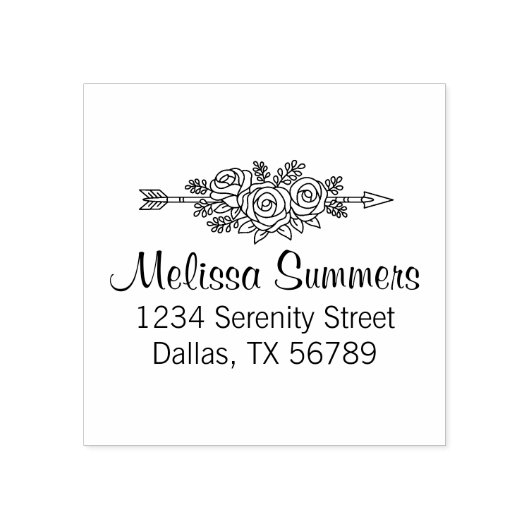 フローラトライバルアロー、バラ花アドレス ラバースタンプ (インプリント)