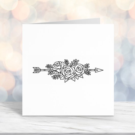 フローラトライバルアロー、バラ花ポシー3 セルフインキングスタンプ