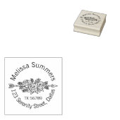 フローラトライバルアロー、バラ花ラウンドアドレス ラバースタンプ (押印)