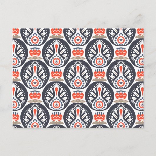 フローラトルコフォークアートパターン シーズンポストカード (正面)