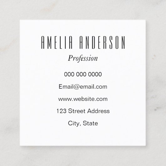 フローラトレンディーピンクのバラ花の名刺 スクエア名刺 (裏面)