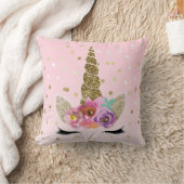 フローラトレンディーモダンユニコーンホーン金ゴールド紙吹雪 クッション (ブランケット)