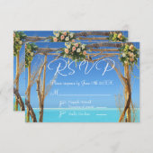 フローラトロピカルサマービーチ結婚式RSVPカード 招待状 (正面/裏面)