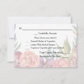 フローラトロピカルバーガンディ&赤面RSVP 3枚の食事カード 出欠カード (裏面)