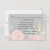 フローラトロピカルバーガンディRSVP 3枚の食事カード – グレー 出欠カード (裏面)