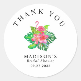 フローラトロピカルパラダイスブライダルシャワーサンキューユー ラウンドシール