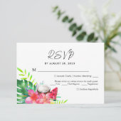 フローラトロピカルパラダイス葉パームウェディングSVP 出欠カード (スタンド正面)