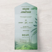 フローラトロピカルパームツリーグリーンビーチ結婚式 オールインワン招待状 (内側)