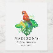 フローラトロピカルパーム葉ブライダルシャワー ワインラベル (シングルラベル)