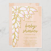 フローラトロピカルピンク赤面ベビーシャワー招待状 招待状 (正面/裏面)