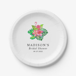 フローラトロピカルフラミンゴブライダルシャワー ペーパープレート