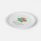 フローラトロピカルフラミンゴブライダルシャワー ペーパープレート (アングル)